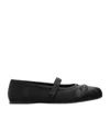 Marni Black Ballerinas With Embossed Bow Detail On The Front In Leather Woman In Black