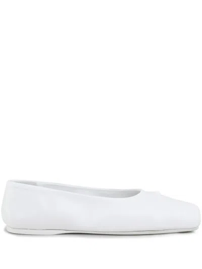 Marni White Nappa Leather Seamless Little Bow Ballet Flat