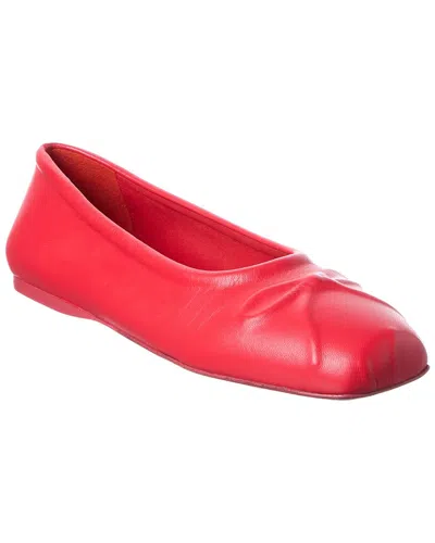 Marni Bow Leather Ballerina Flat In Red