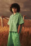 Marni Bowling Shirt In Allover Poplin Joy In Green