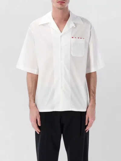Marni Bowling Shirt Logo Chest Pocket Collar In White