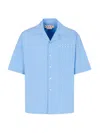 Marni Short-sleeved Shirt With Embroidered-logo In Blue