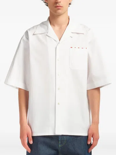 Marni Bowling Short-sleeve Cotton Shirt In White