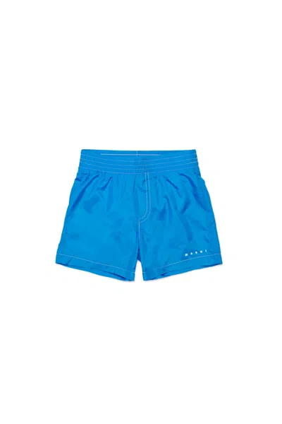 Marni Kids' Boxer Briefs With Logo In Blue