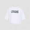 Marni Short Sleeve Boxy Crop Top In White
