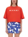 Marni Boxy Cropped Red Jersey T-shirt