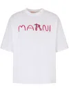 Marni Cotton T-shirt With Flocked Animal Alphabet Logo In White