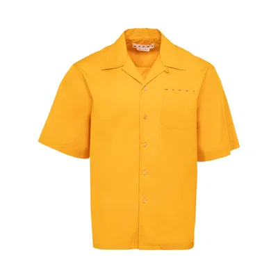 Pre-owned Marni Boxy Fit Logo Bowling Shirt 'light Orange' | Men's Size 46