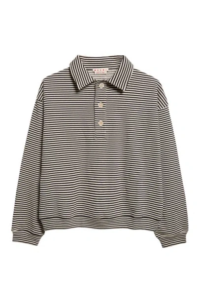 MARNI MARNI BOXY FIT STRIPE COTTON POLO SWEATSHIRT