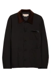 Marni Cotton Velvet And Satin-trimmed Grain De Poudre Wool Jacket In Black