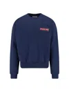 Marni Boxy Navy Blue Cropped Sweater With Bold Logo Patch In Blue