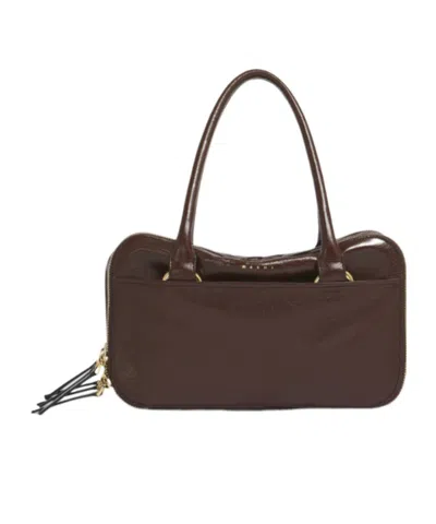 Marni Boxyne Zippered Tote Bag In Brown