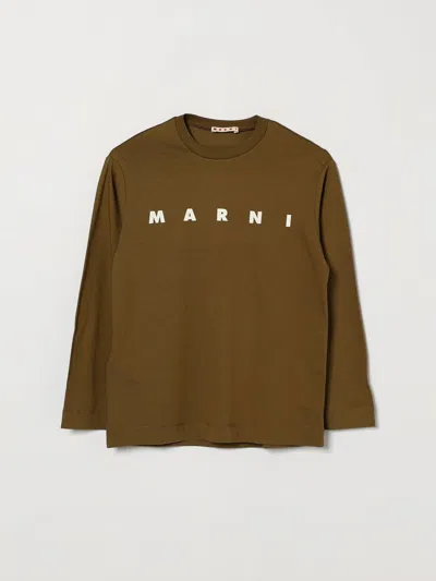Marni Kids'  Boy's Long-sleeved Cotton Jumper With Contrast Logo In Brown
