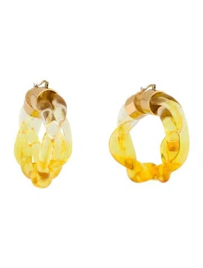 Pre-owned Marni Braided Acrylic Hoop Earrings In Yellow