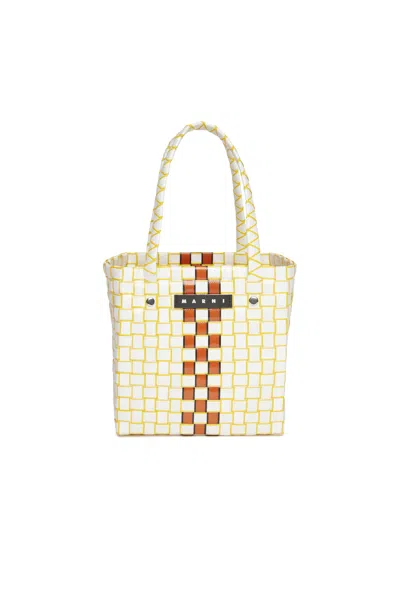Marni Kids' Braided Box Basket Bag In 白色
