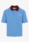 Marni Polo In Piquet Blu Con Colletto A Contrasto