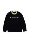 Marni Junior Wool & Cashmere Knit Sweater W/logo In Black