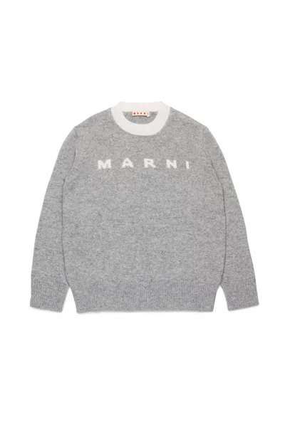 Marni Kids' Branded Cashmere-blend Pullover In Grey