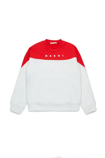 MARNI FELPA GIROCOLLO COLORBLOCK CON LOGO
