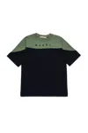 Marni Logo-print Two-tone T-shirt In Black