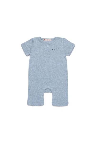 Marni Babies' Branded Cotton Jumpsuit In Grey