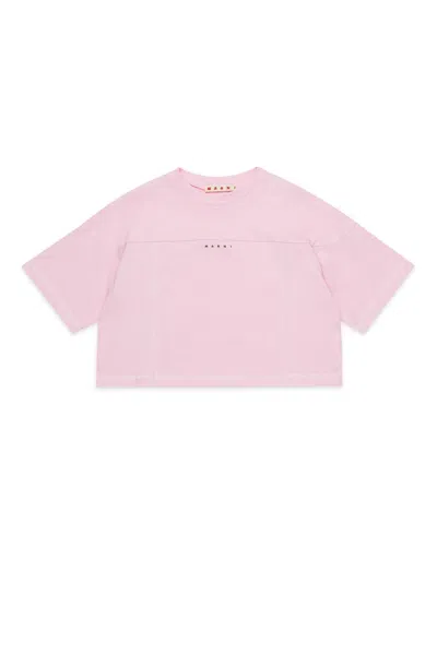 Marni Kids' T-shirt Cropped Con Logo In Pink