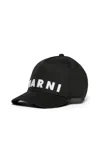 Marni Branded Gabardine Baseball Cap In Black