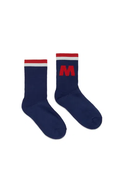 Marni Branded Terry Socks In Blue