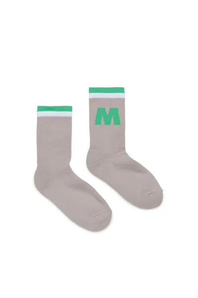 Marni Branded Terry Socks In Grey