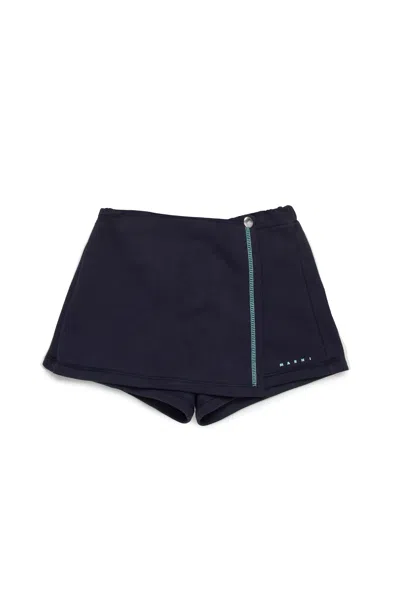 Marni Kids' Branded Wallet Shorts In Blue