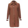Marni Brick Cotton Strapped Cuff Zip Hooded Overcoat In Red