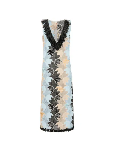 Marni Broderie Anglaise Floral Dress In Gray