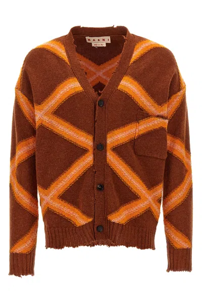 MARNI MARNI 'BROKEN MACRO ARGYLE' CARDIGAN
