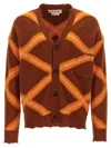 Marni Geometric-pattern Virgin Wool Cardigan In Multicolor