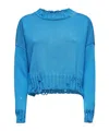Marni Women Light Blue Cotton Crop Sweater In Blue