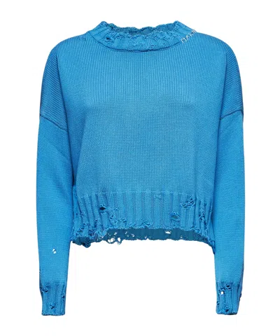 Marni Light Blue Cotton Crop Sweater
