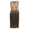 Marni Bronze Satin Colorblocked Sleeveless Dress