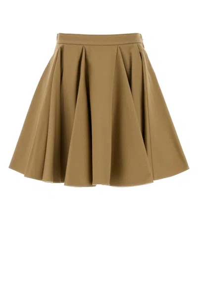 Marni Women Beige Cotton Twill Mini Skirt In Neutral