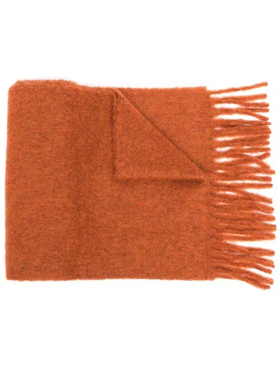Marni Brown Alpaca Scarf With Fringes
