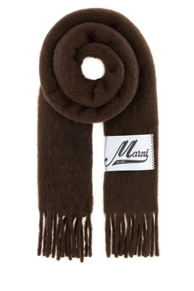 Marni Brown Alpaca-blend Scarf, 216 X 38 Cm