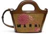 Marni Brown & Beige Tropicalia Micro Tote In Pattern