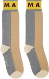 MARNI BROWN & GRAY COLOUR-BLOCK COTTON SOCKS