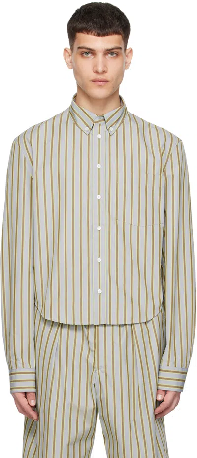 Marni Brown & Gray Striped Shirt In Stn30 Mercury