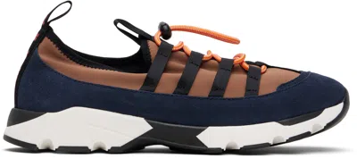 Marni Brown & Navy Lycra Lace-up Running Sneakers In Multi