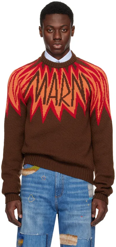 Marni Brown & Orange Fire Island Sweater In 00m71 Chestnut