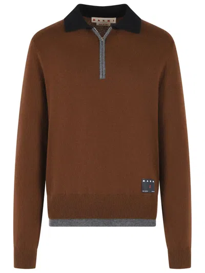 Marni Brown Cashmere Polo Shirt