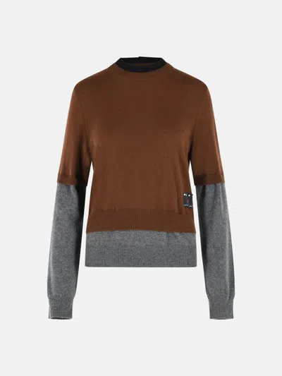 Marni Cashmere Sweater Crew Neck Button Detail In Brown