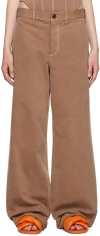 Marni Brown Contrast Stitching Jeans In 00m40 Raisin