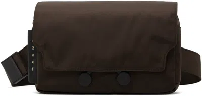 Marni Brown Cordura Cityscape Belt Bag In 00m80 Coffee