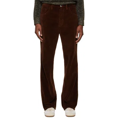 Marni Brown Corduroy Flared Trousers In Burgundy